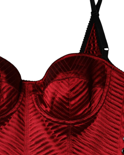 Dolce & Gabbana Red Bustier Corset Lace Bodycon Midi Dress