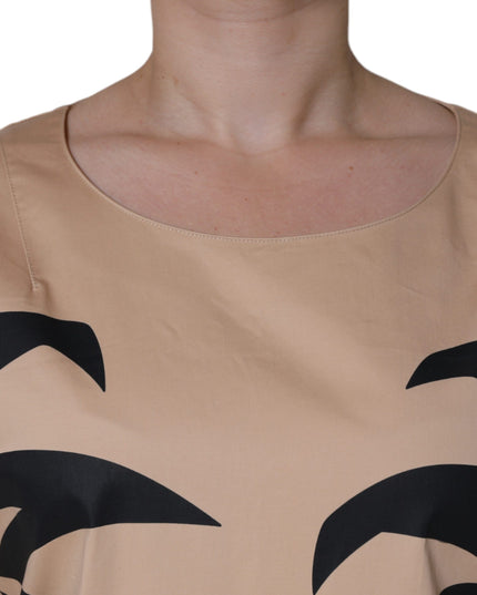 Moschino Beige Cotton Short Sleeve Knee Length Dress
