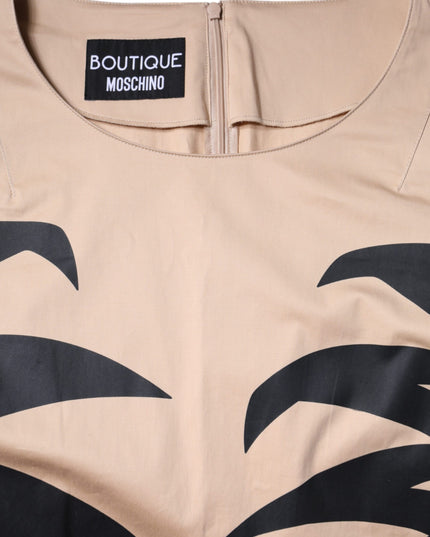Moschino Beige Cotton Short Sleeve Knee Length Dress