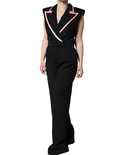 Dolce & Gabbana Black Wool Blend Sleeveless Jumpsuit Dress