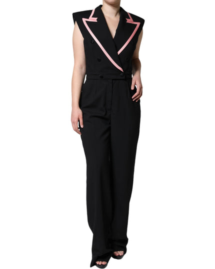 Dolce & Gabbana Black Wool Blend Sleeveless Jumpsuit Dress