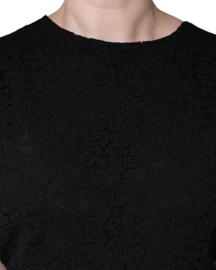 Dolce & Gabbana Black Cotton Sheath Knee Length Dress