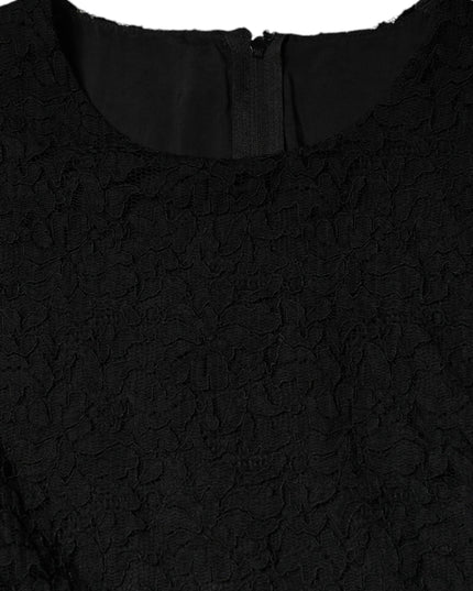 Dolce & Gabbana Black Cotton Sheath Knee Length Dress