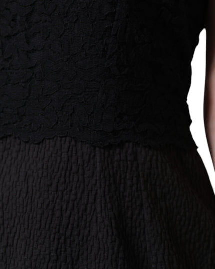 Dolce & Gabbana Black Cotton Sheath Knee Length Dress