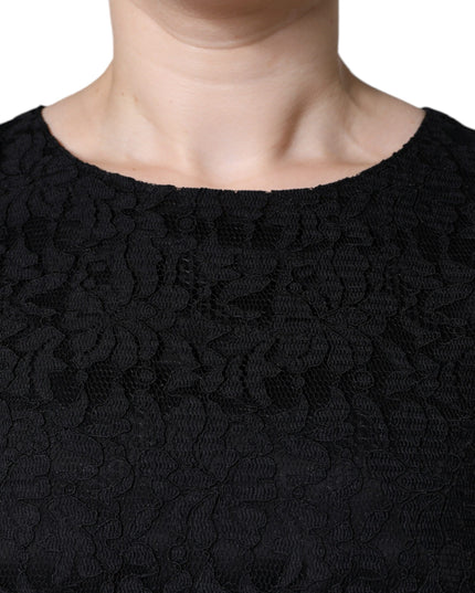 Dolce & Gabbana Black Floral Lace Sheath Sleeveless Mini Dress