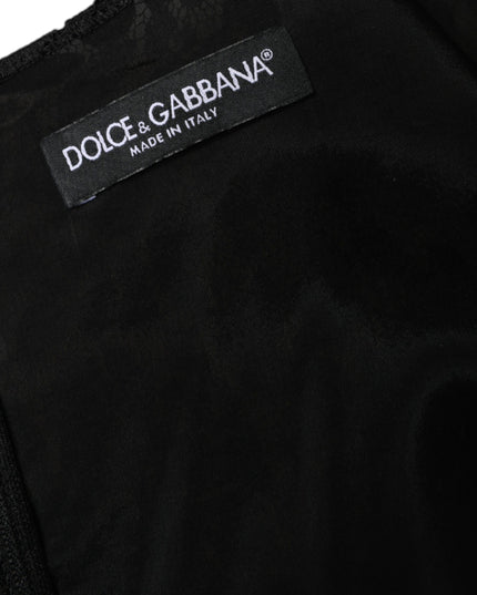 Dolce & Gabbana Black Floral Lace Sheath Sleeveless Mini Dress