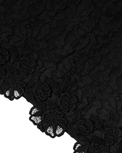 Dolce & Gabbana Black Floral Lace Sheath Sleeveless Mini Dress