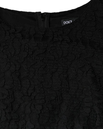 Dolce & Gabbana Black Floral Lace Sheath Sleeveless Mini Dress