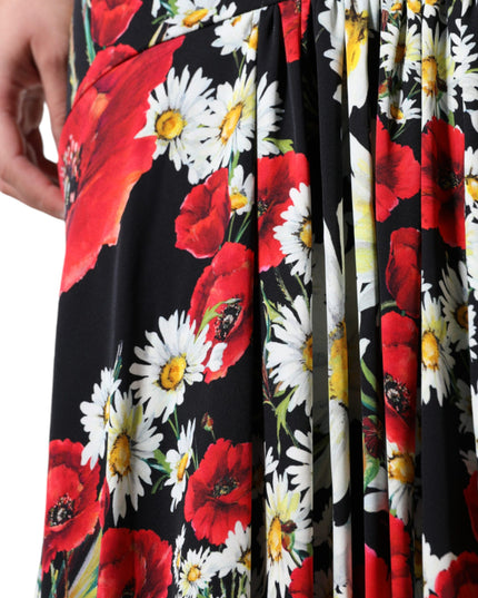 Dolce & Gabbana Black Floral Silk Sleeveless Long Gown Dress