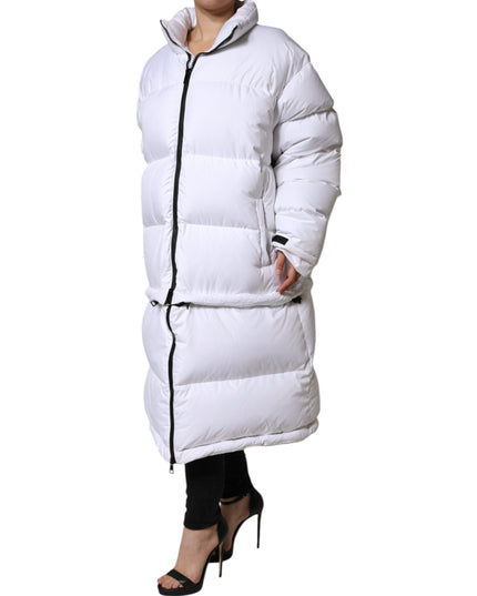 Dolce & Gabbana White Puffer Quilted Full Zip Coat Jacket