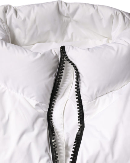 Dolce & Gabbana White Puffer Quilted Full Zip Coat Jacket