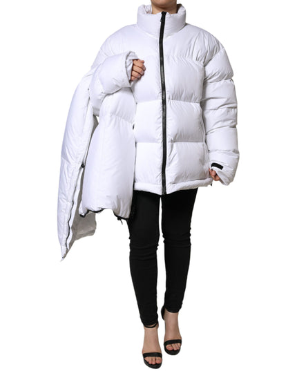 Dolce & Gabbana White Puffer Quilted Full Zip Coat Jacket