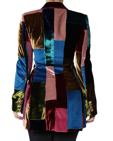 Dolce & Gabbana Multicolor Double Breasted Patchwork Blazer Jacket