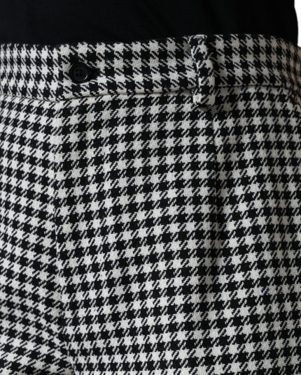 Dolce & Gabbana Black White Houndstooth Cropped Wide Leg Pants