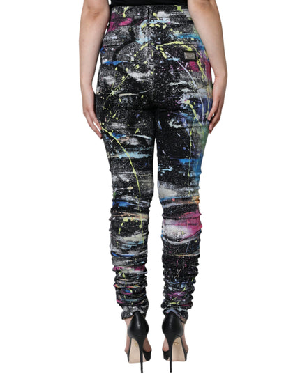 Dolce & Gabbana Multicolor Splatter Paint Cotton Skinny Denim Jeans