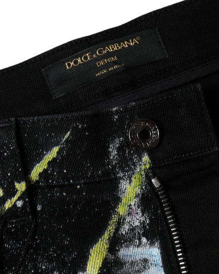 Dolce & Gabbana Multicolor Splatter Paint Cotton Skinny Denim Jeans
