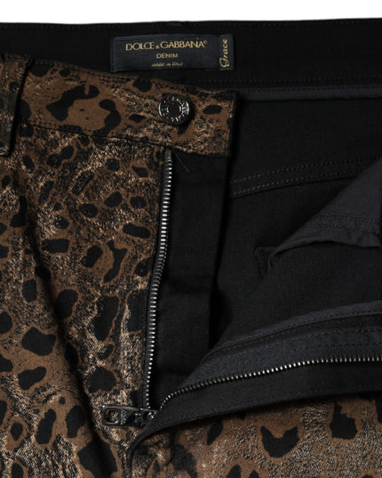 Dolce & Gabbana Brown Leopard Cotton Skinny Denim Jeans