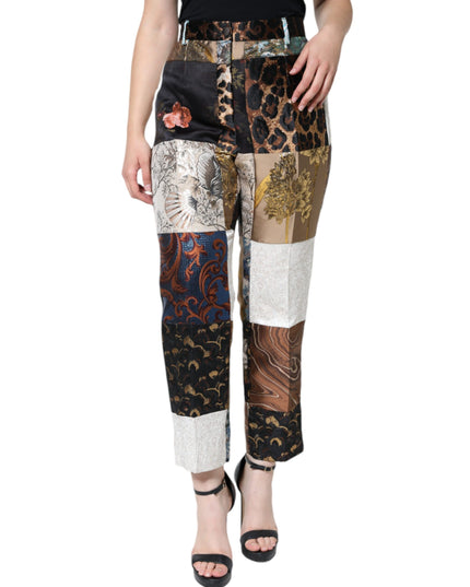 Dolce & Gabbana Multicolor Patchwork Jacquard High Waist Pants