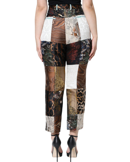 Dolce & Gabbana Multicolor Patchwork Jacquard High Waist Pants