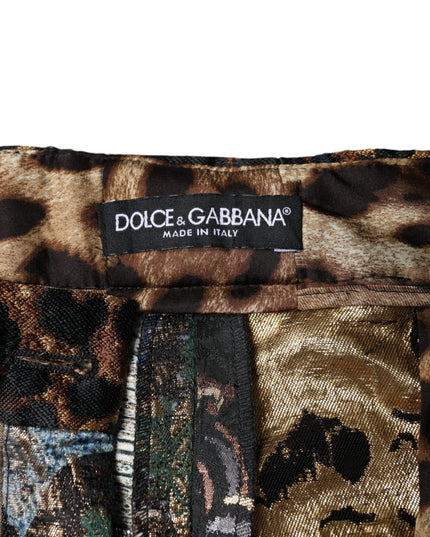 Dolce & Gabbana Multicolor Patchwork Jacquard High Waist Pants