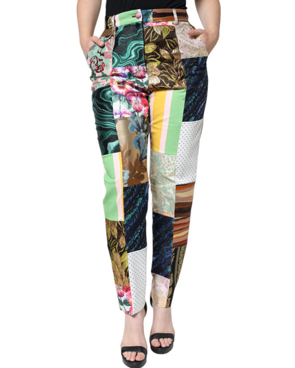 Dolce & Gabbana Multicolor Patchwork Jacquard High Waist Pants