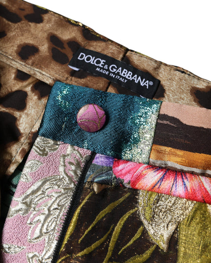 Dolce & Gabbana Multicolor Patchwork Jacquard High Waist Pants