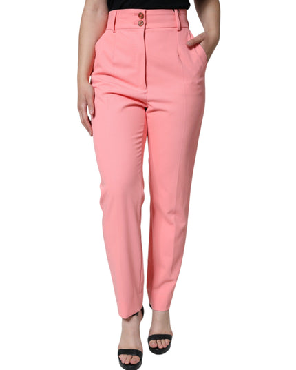 Dolce & Gabbana Rose Pink Polyester High Waist Tapered Pants