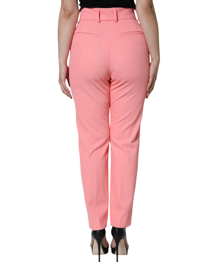 Dolce & Gabbana Rose Pink Polyester High Waist Tapered Pants