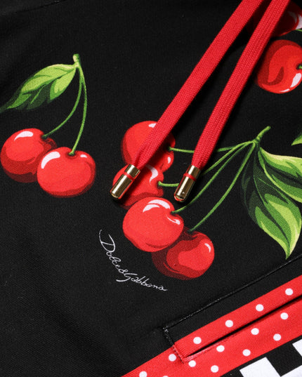 Dolce & Gabbana Black Red Cherry Mid Waist Jogger Pants
