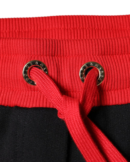Dolce & Gabbana Black Red Cherry Mid Waist Jogger Pants