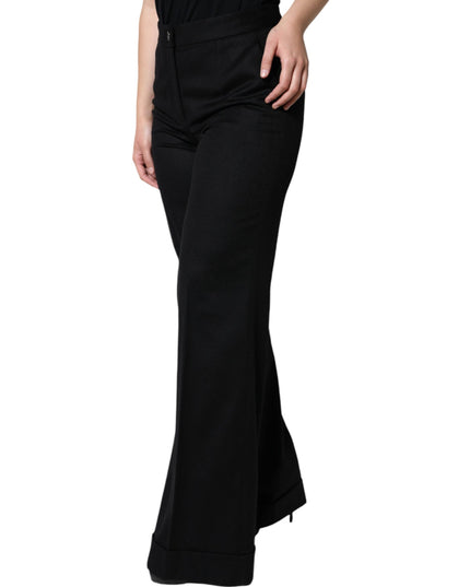 Dolce & Gabbana Black Cashmere Mid Waist Women Boot Cut Pants