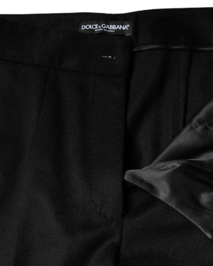 Dolce & Gabbana Black Cashmere Mid Waist Women Boot Cut Pants