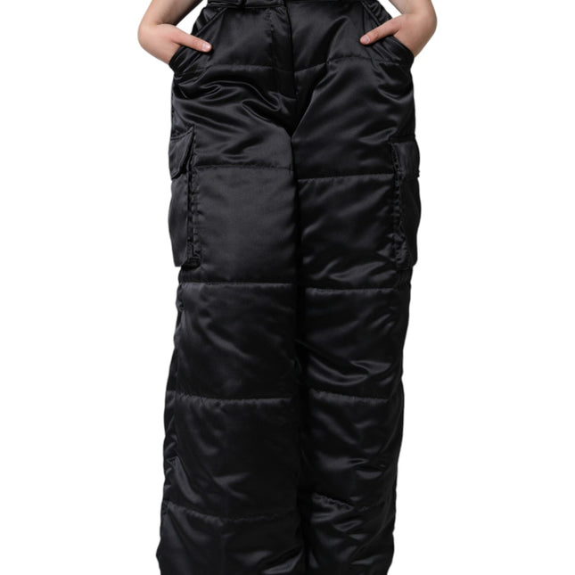 Dolce & Gabbana Black Quilted High Waist Women Boot Cut Pants