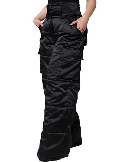 Dolce & Gabbana Black Quilted High Waist Women Boot Cut Pants