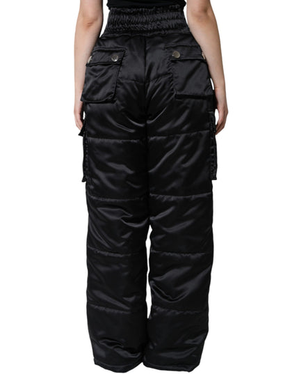 Dolce & Gabbana Black Quilted High Waist Women Boot Cut Pants
