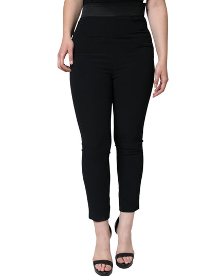 Dolce & Gabbana Black Viscose High Waist Tapered Pants