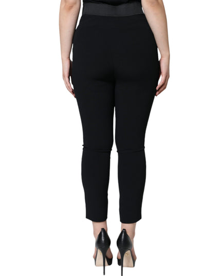 Dolce & Gabbana Black Viscose High Waist Tapered Pants