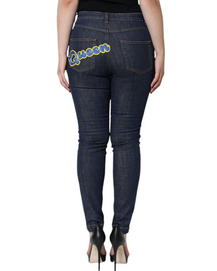 Dolce & Gabbana Dark Blue QUEEN Cotton Skinny Denim Jeans