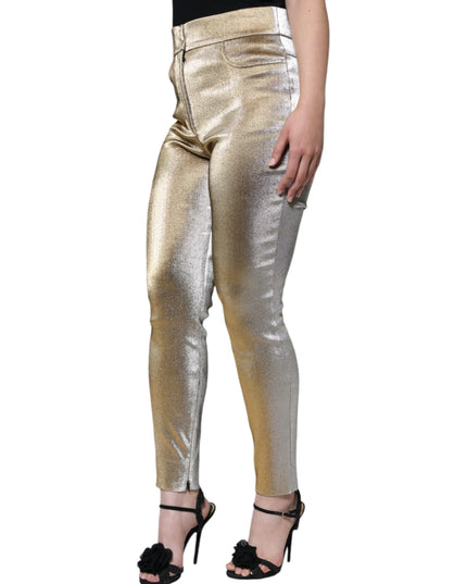 Dolce & Gabbana Metallic Gold High Waist Skinny Pants