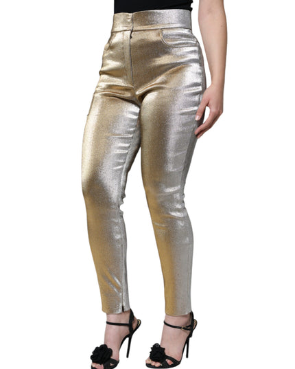 Dolce & Gabbana Metallic Gold High Waist Skinny Pants