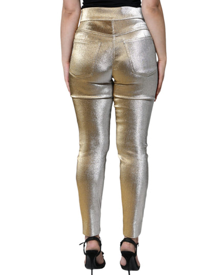 Dolce & Gabbana Metallic Gold High Waist Skinny Pants