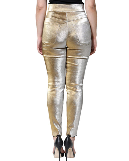 Dolce & Gabbana Metallic Gold High Waist Skinny Pants