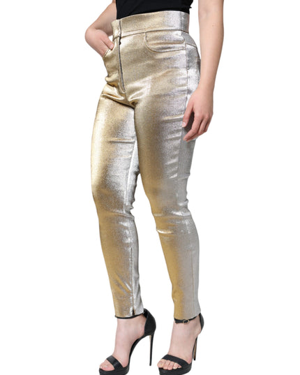 Dolce & Gabbana Metallic Gold High Waist Skinny Pants