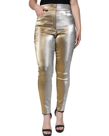 Dolce & Gabbana Metallic Gold High Waist Skinny Pants