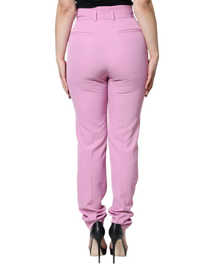 Dolce & Gabbana Pink Polyester High Waist Women Tapered Pants