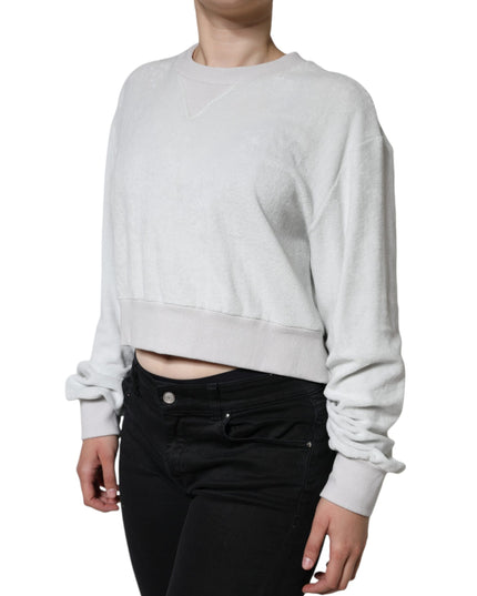 Dolce & Gabbana White Nylon Stretch Crew Neck Pullover Sweater