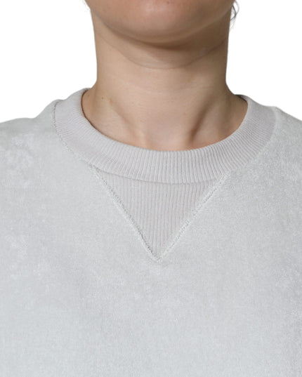 Dolce & Gabbana White Nylon Stretch Crew Neck Pullover Sweater
