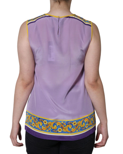 Dolce & Gabbana Purple Silk Caponata Siciliana Print Tank Top