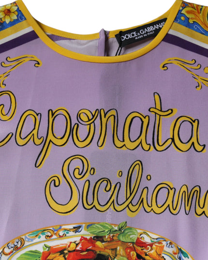 Dolce & Gabbana Purple Silk Caponata Siciliana Print Tank Top