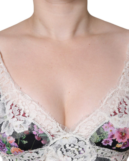 Dolce & Gabbana Black Floral Lace Short Sleeves Blouse Top